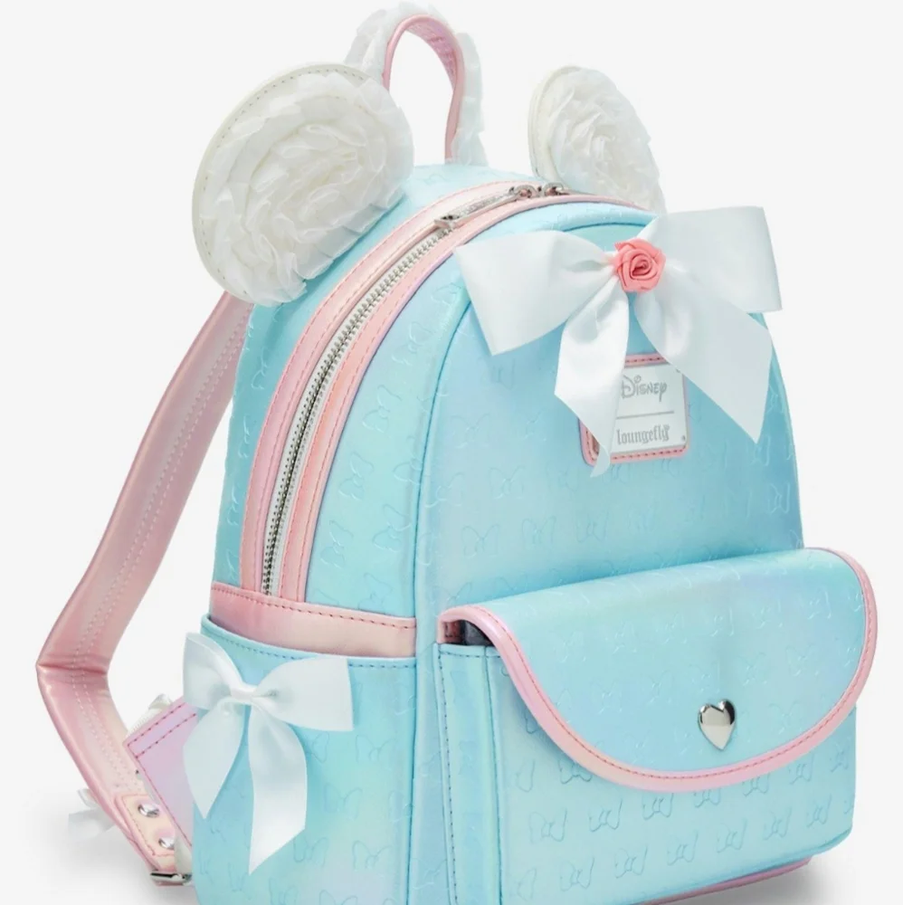 Minnie Ruffle Ears Loungefly Mini Backpack And Wallet Set - Picture 1 of 9